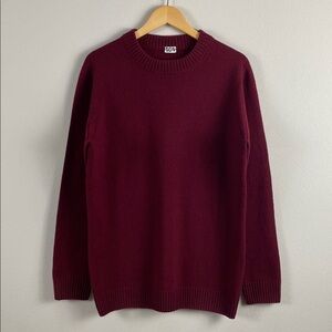 Son Of A Tailor Recycled Extrafine Wool Knit Long Sleeve Sweater | Burgundy